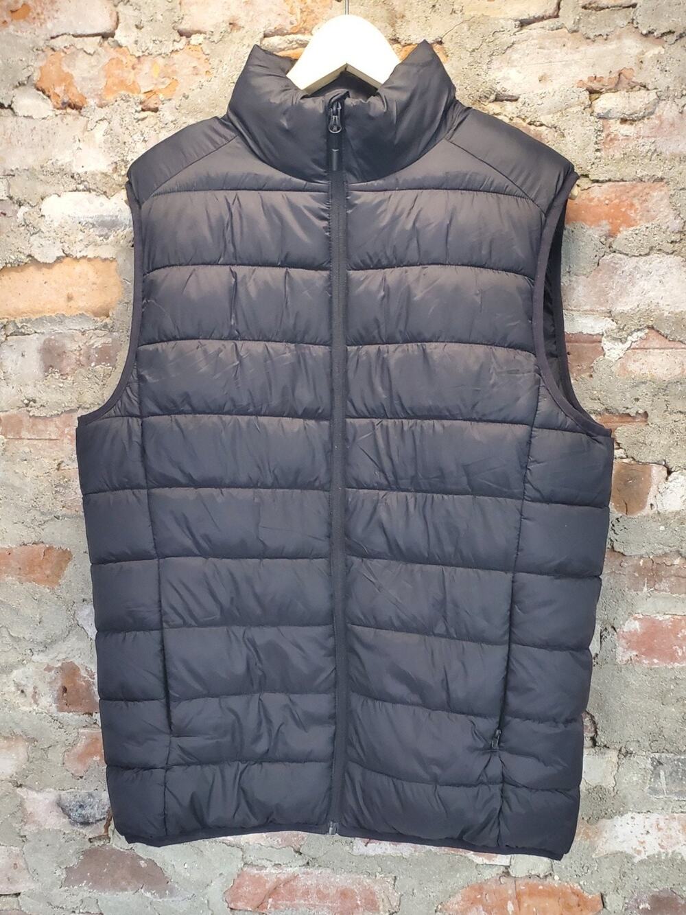 PRIMARK Mens Puffer Vest Medium Black Full Zip Insulated Sleeveless Lightweight